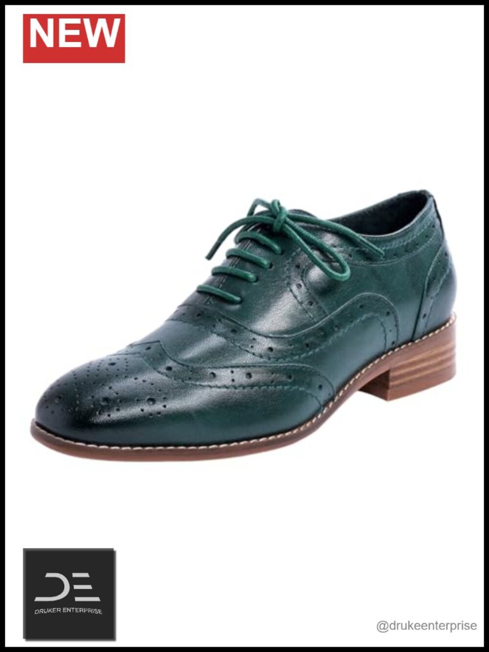 Women's Leather Perforated Lace-up Oxfords Brogue Wingtip Flats